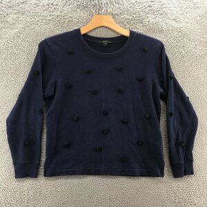 J.Crew Sweater Womens Medium Blue Cotton Long Sleeve Pullover Crew Neck Casual